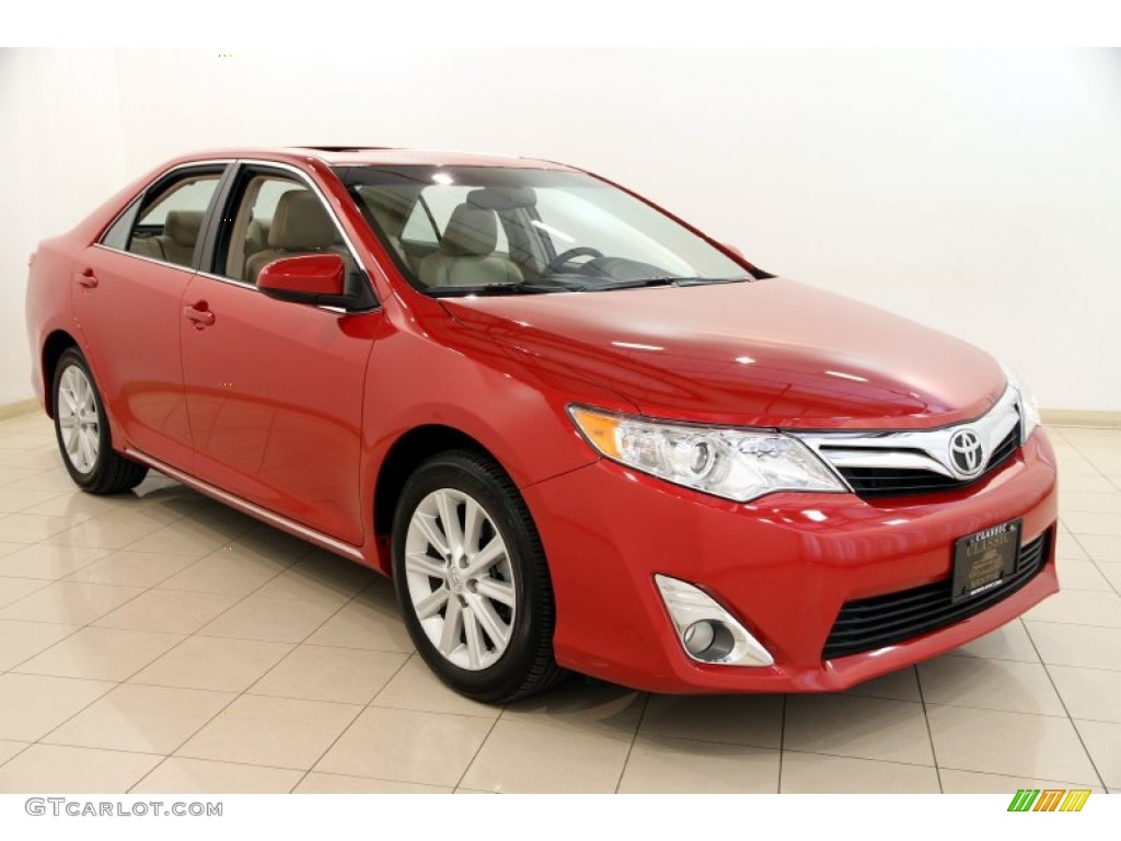 2012 Camry XLE V6 - Barcelona Red Metallic / Ivory photo #1