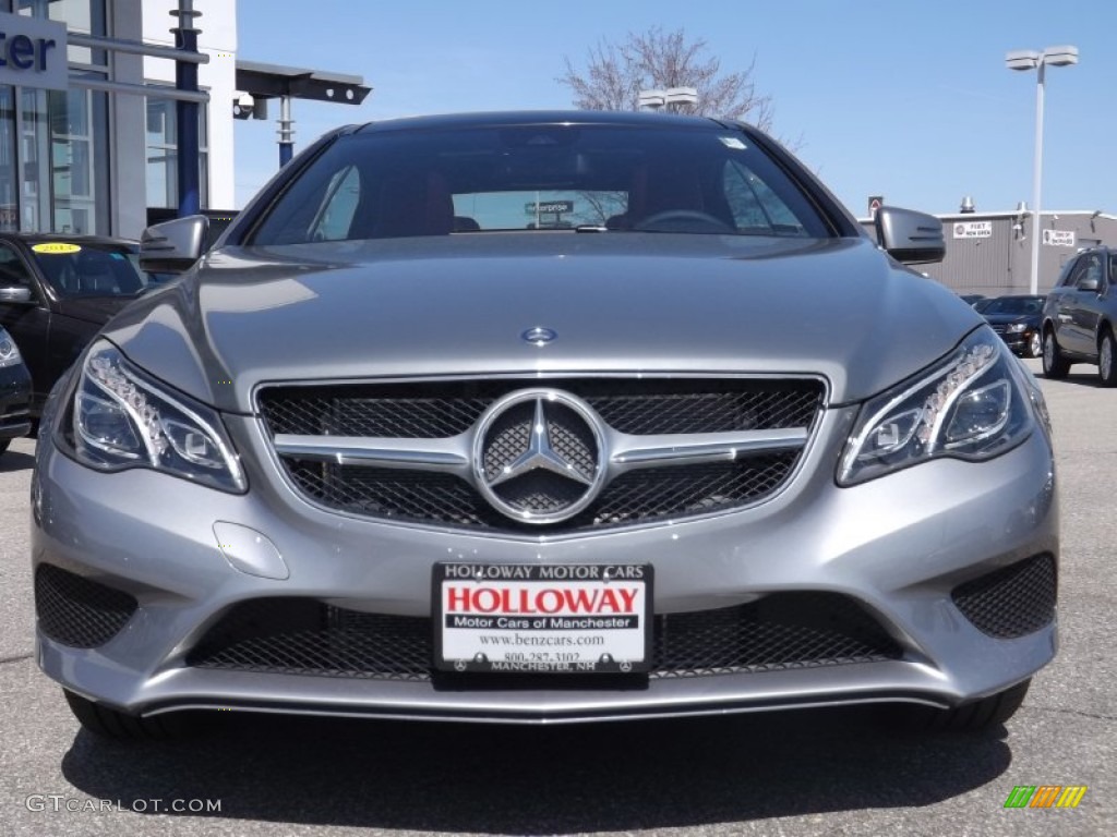 2014 E 350 4Matic Coupe - Paladium Silver Metallic / Red/Black photo #2