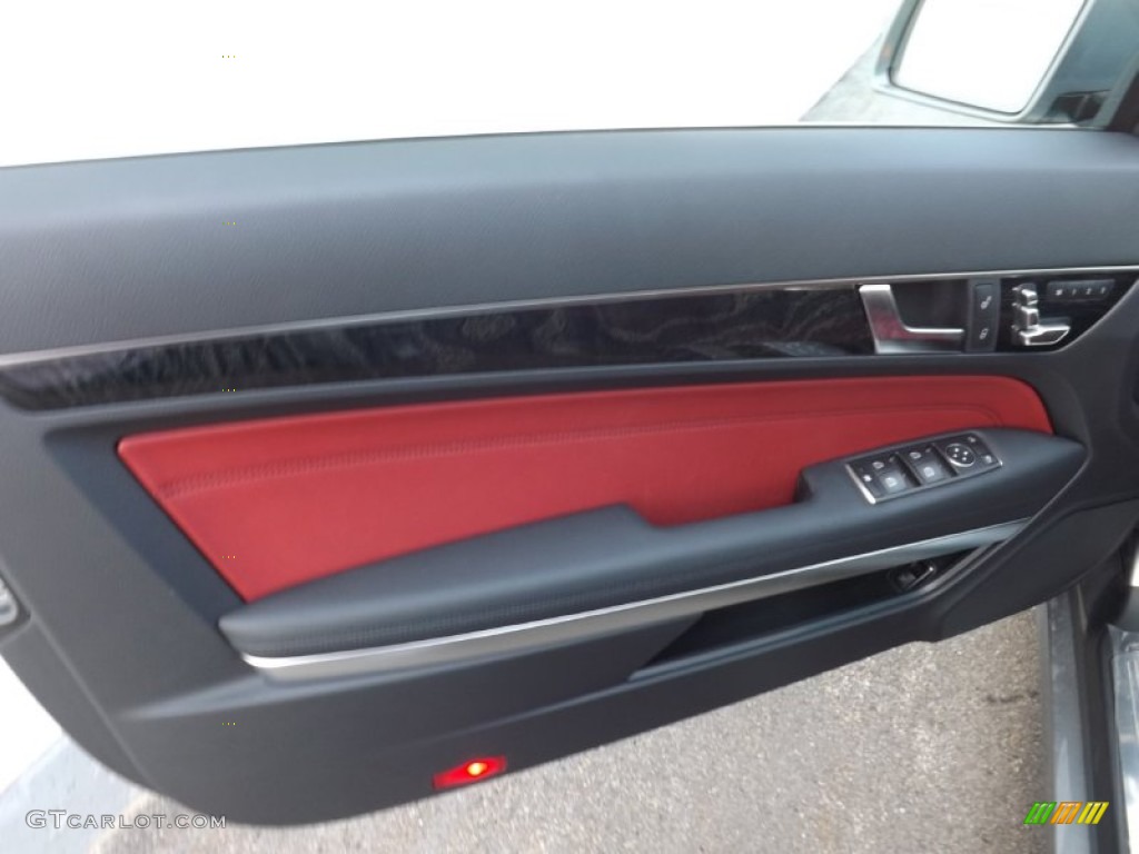 2014 Mercedes-Benz E 350 4Matic Coupe Red/Black Door Panel Photo #92602367