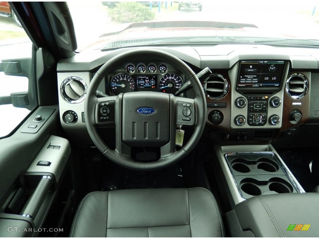 2015 Ford F250 Super Duty Lariat Super Cab Black Dashboard Photo #92607470