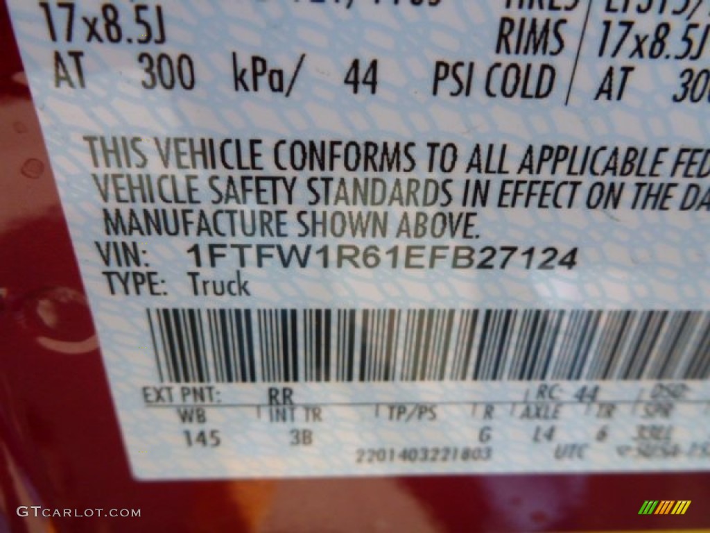 2014 F150 Color Code RR for Ruby Red Photo #92607635