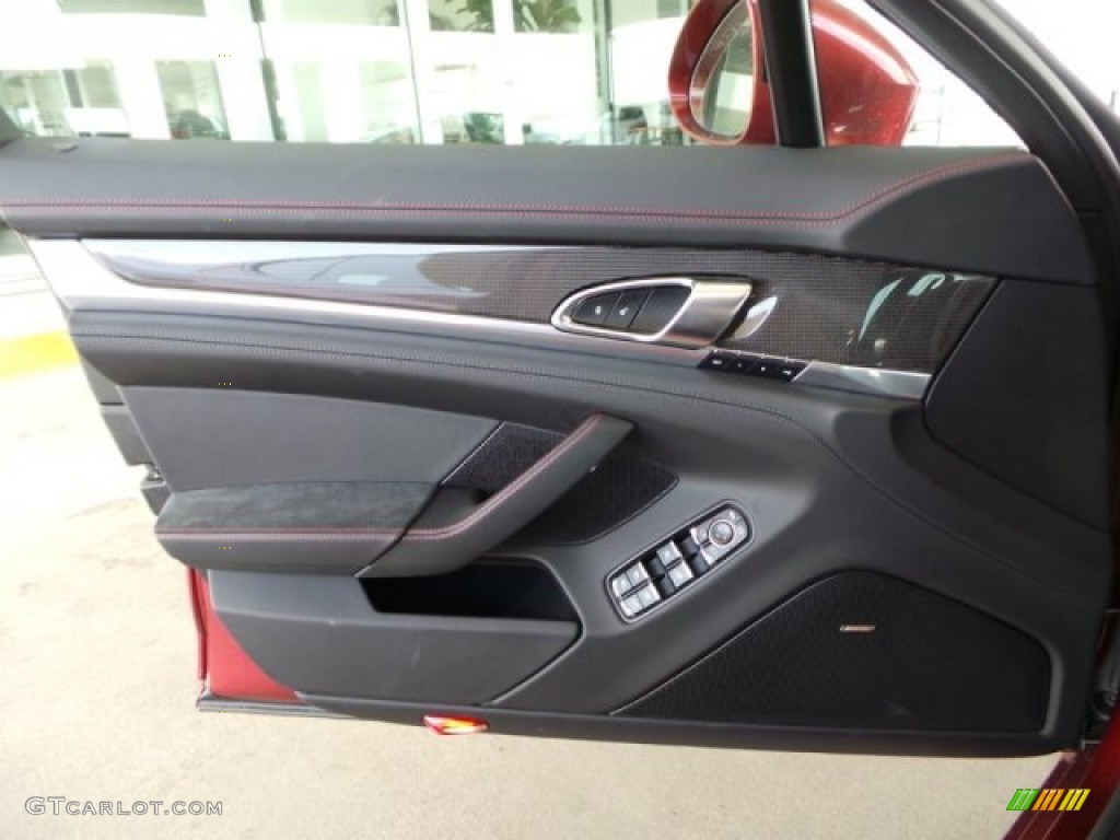 2014 Porsche Panamera GTS GTS Black Leather/Alcantara w/Carmine Red Door Panel Photo #92611364