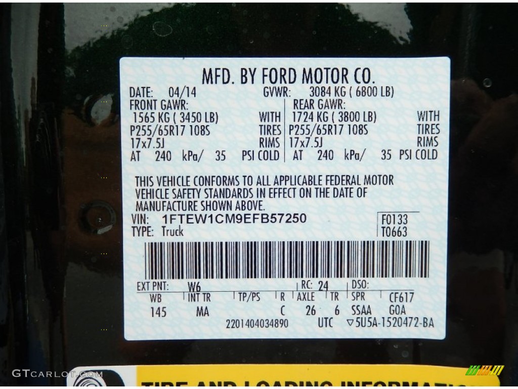 2014 F150 Color Code W6 for Green Gem Photo #92613482