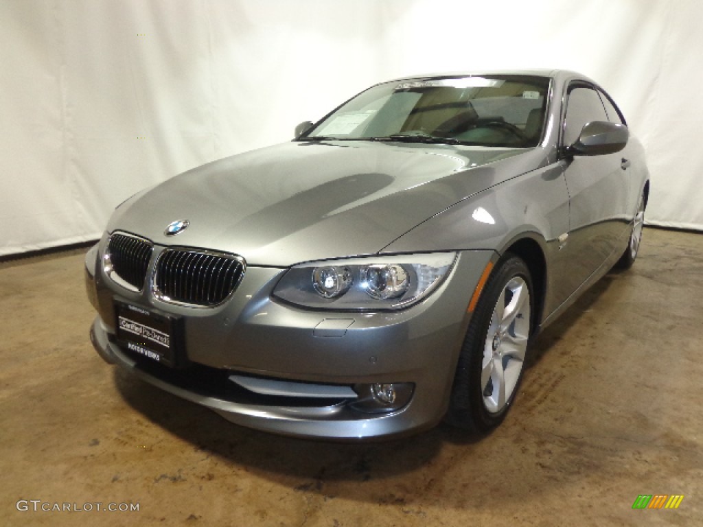 2011 3 Series 328i xDrive Coupe - Space Gray Metallic / Oyster/Black Dakota Leather photo #3