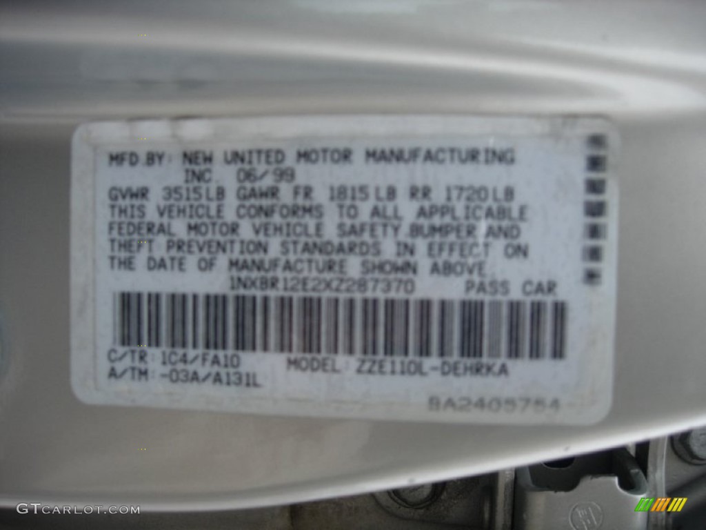 1999 Corolla VE - Silver Stream Opal / Light Charcoal photo #25