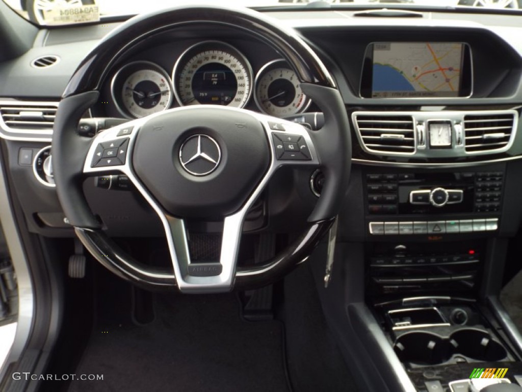 2014 Mercedes-Benz E 550 4Matic Sedan Black Steering Wheel Photo #92636702