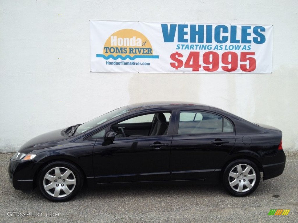2010 Civic LX Sedan - Crystal Black Pearl / Gray photo #5