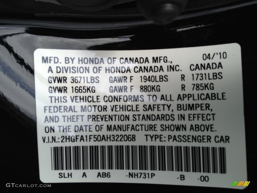 2010 Civic LX Sedan - Crystal Black Pearl / Gray photo #16