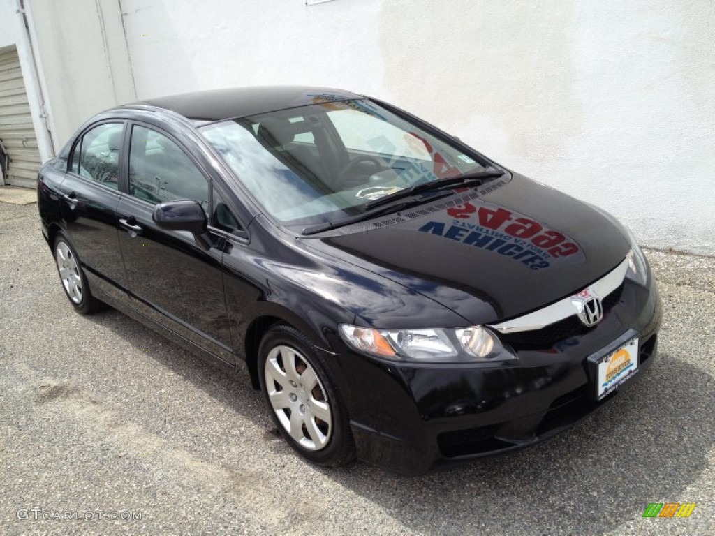 2010 Civic LX Sedan - Crystal Black Pearl / Gray photo #30