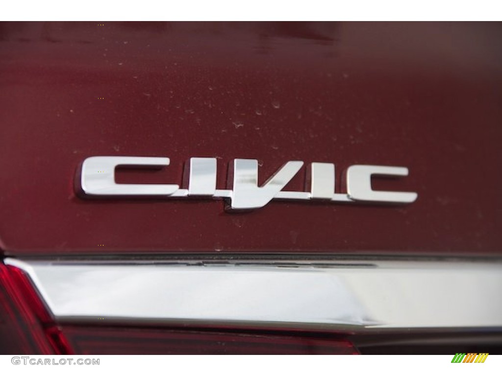 2014 Civic LX Sedan - Crimson Pearl / Beige photo #3