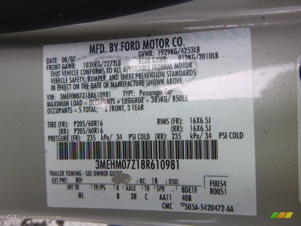 2008 Milan I4 - White Suede / Medium Light Stone photo #19