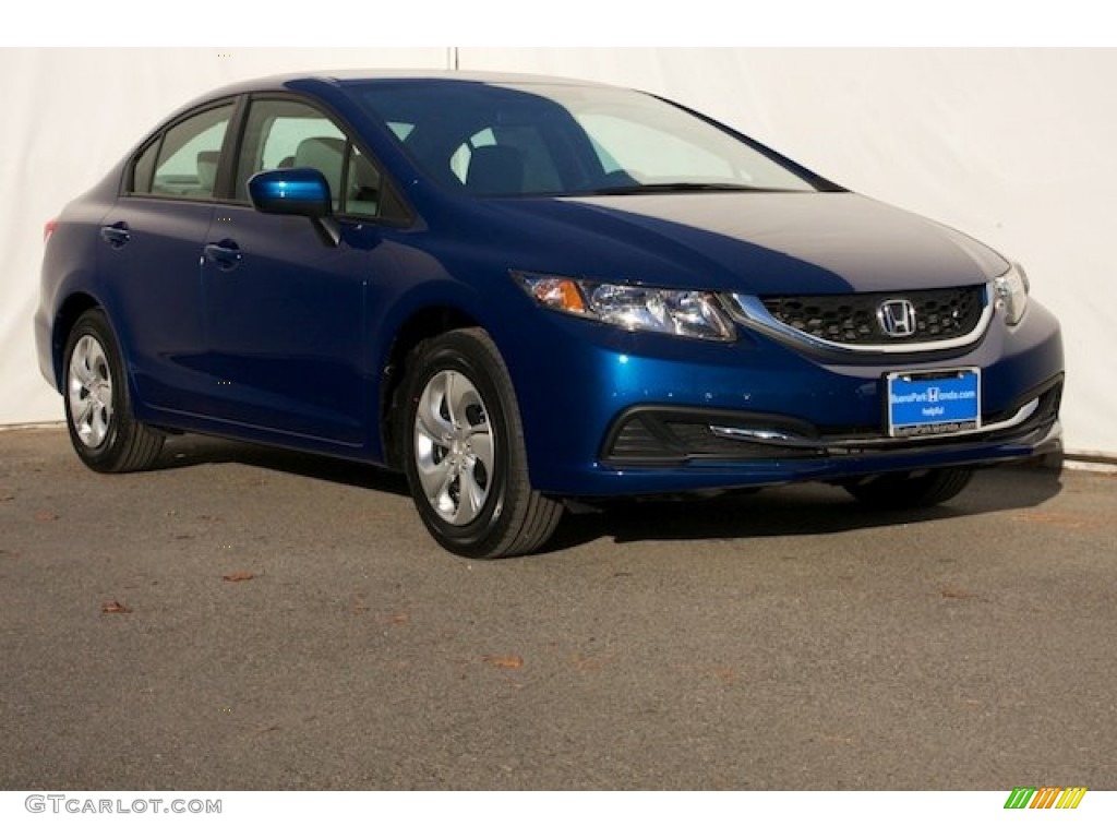 2014 Civic LX Sedan - Dyno Blue Pearl / Gray photo #1