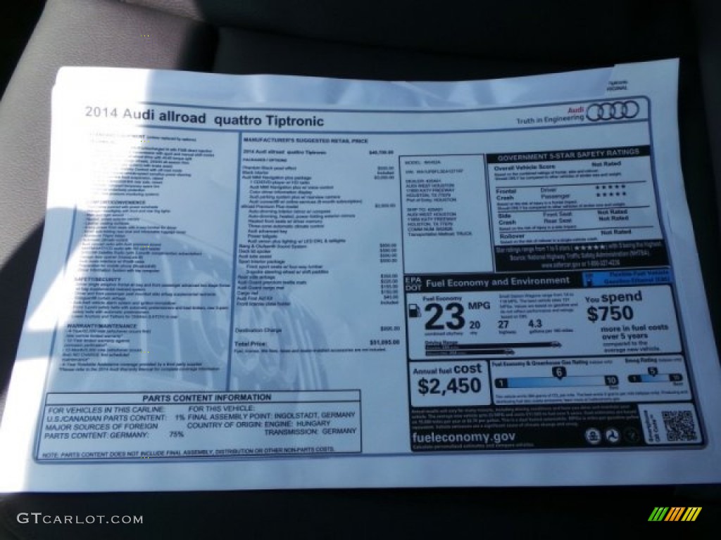 2014 Audi allroad Premium plus quattro Window Sticker Photo #92699237