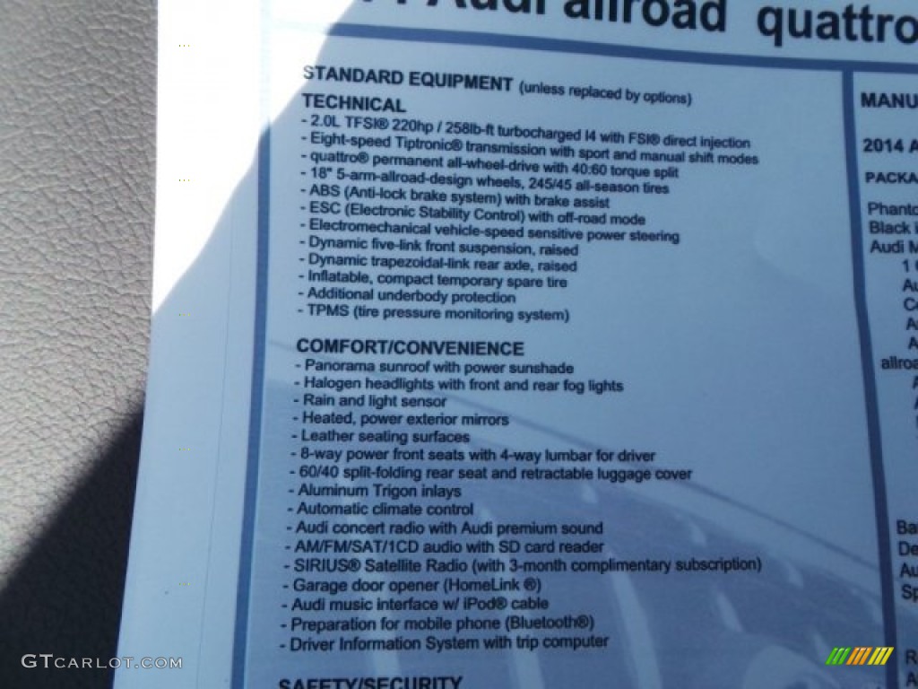 2014 Audi allroad Premium plus quattro Window Sticker Photo #92699276