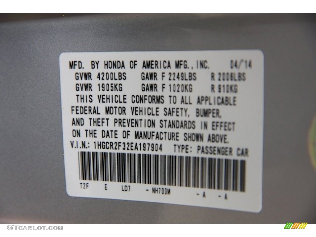 2014 Accord LX Sedan - Alabaster Silver Metallic / Black photo #20