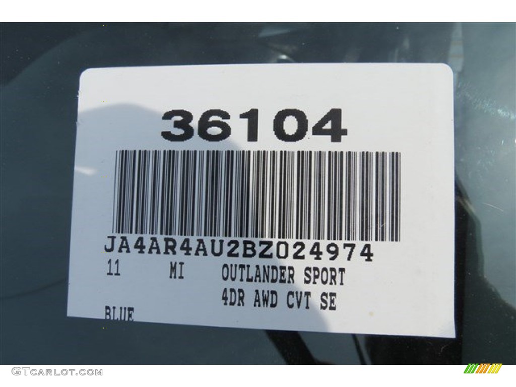 2011 Outlander Sport SE 4WD - Cosmic Blue Metallic / Black photo #18