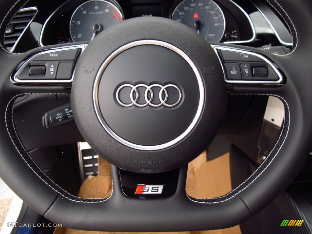 2014 Audi S5 3.0T Premium Plus quattro Coupe Black Steering Wheel Photo #92725870