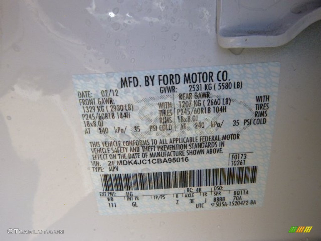 2012 Edge SEL AWD - White Platinum Metallic Tri-Coat / Medium Light Stone photo #20