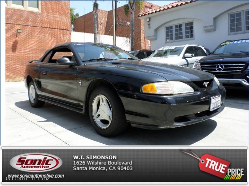 1996 Mustang V6 Convertible - Black / Grey Cloth photo #26