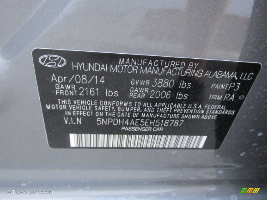 2014 Elantra SE Sedan - Gray / Gray photo #15