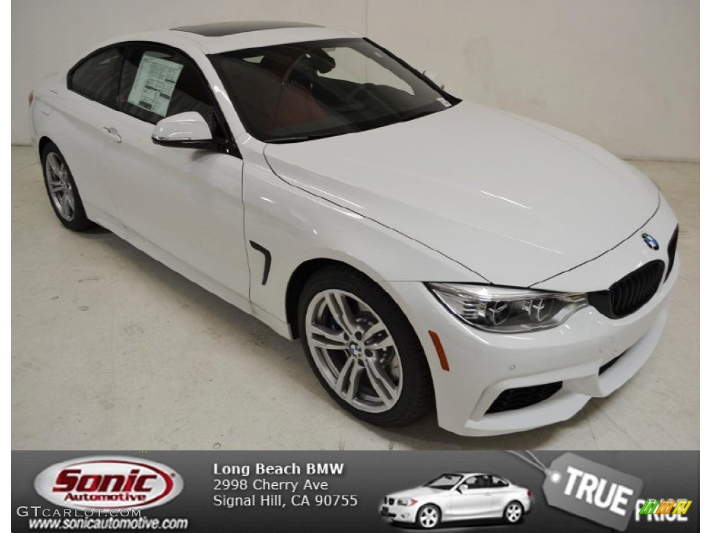 2014 4 Series 435i Coupe - Alpine White / Coral Red photo #1