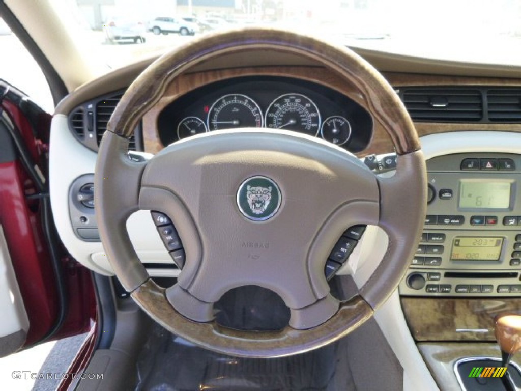 2004 Jaguar X-Type 3.0 Ivory Steering Wheel Photo #92734792