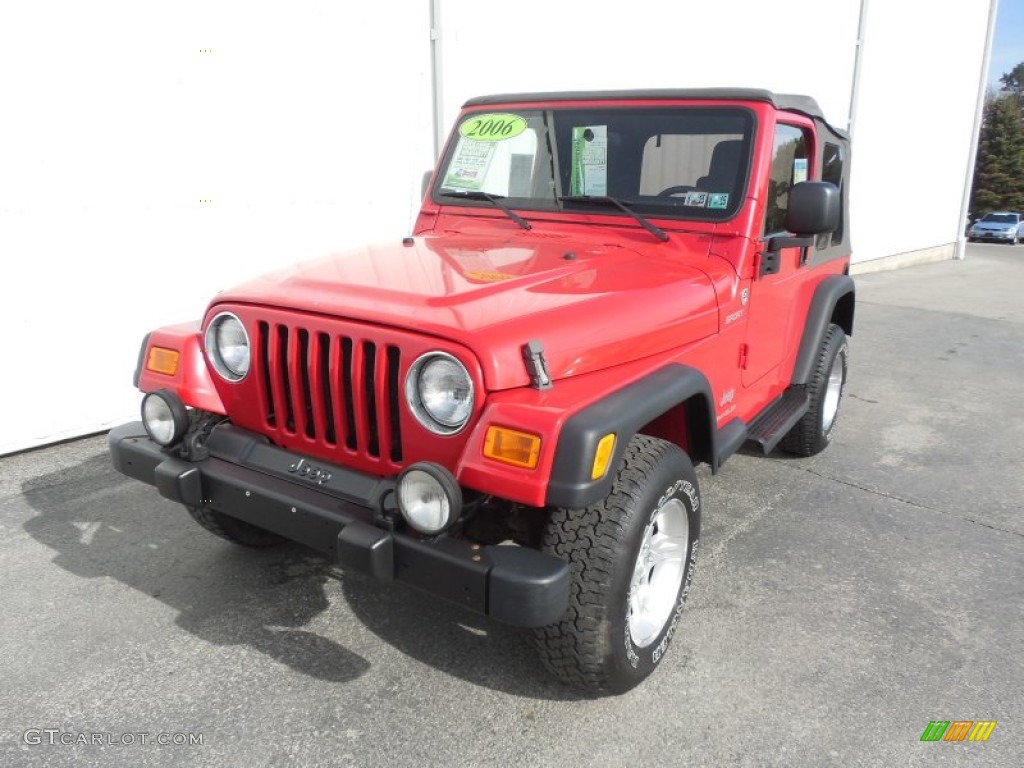 2006 Wrangler Sport 4x4 - Flame Red / Dark Slate Gray photo #8