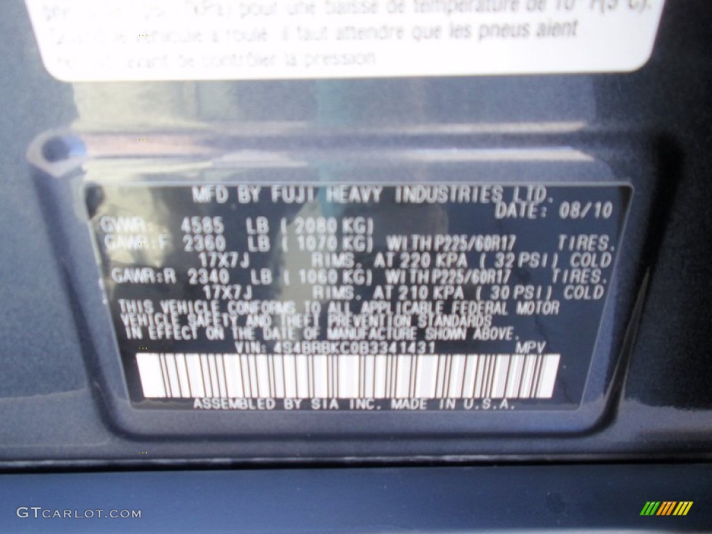 2011 Outback 2.5i Limited Wagon - Graphite Gray Metallic / Off Black photo #45