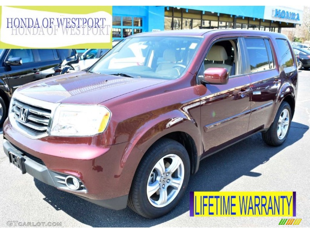 2013 Pilot EX 4WD - Dark Cherry Pearl / Beige photo #1