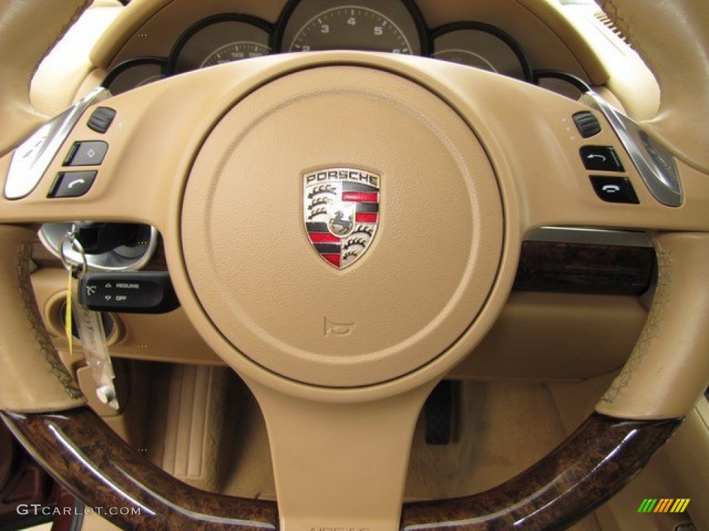 2011 Porsche Cayenne Standard Cayenne Model Luxor Beige Steering Wheel Photo #92745601