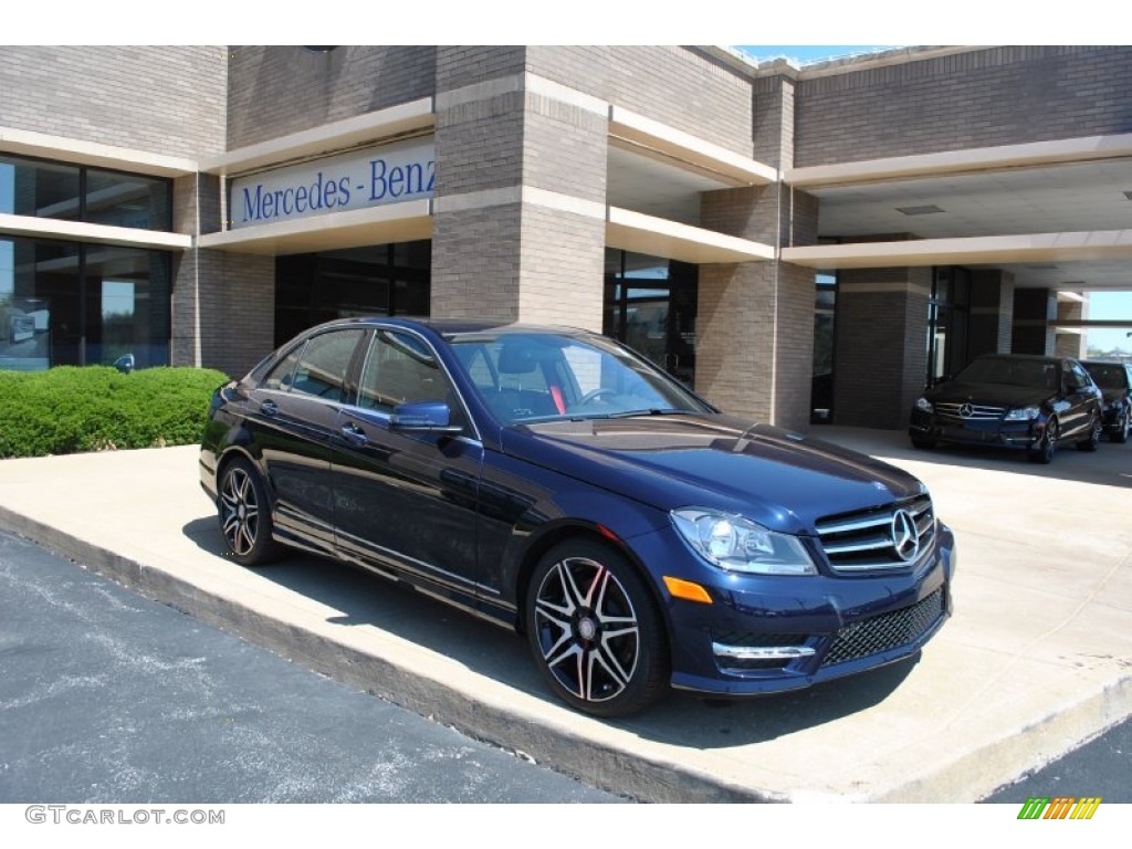 2014 C 300 4Matic Sport - Lunar Blue Metallic / Black/Red Stitch w/DINAMICA Inserts photo #1