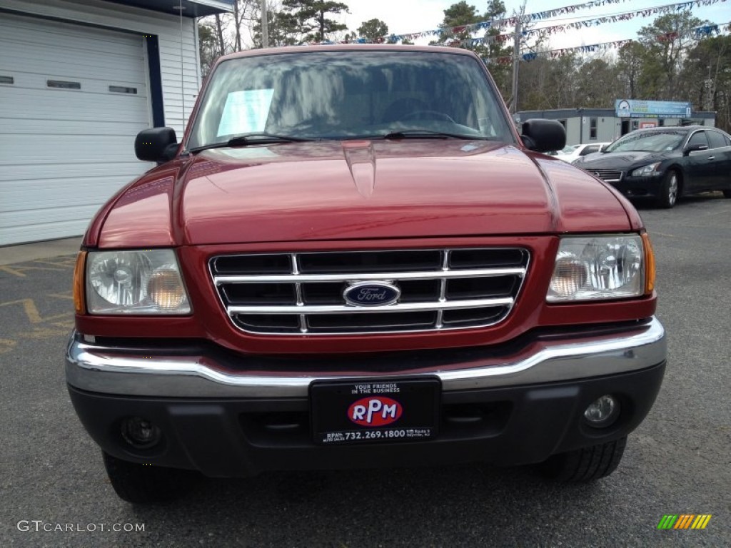 2002 Ranger XLT SuperCab 4x4 - Toreador Red Metallic / Dark Graphite photo #6