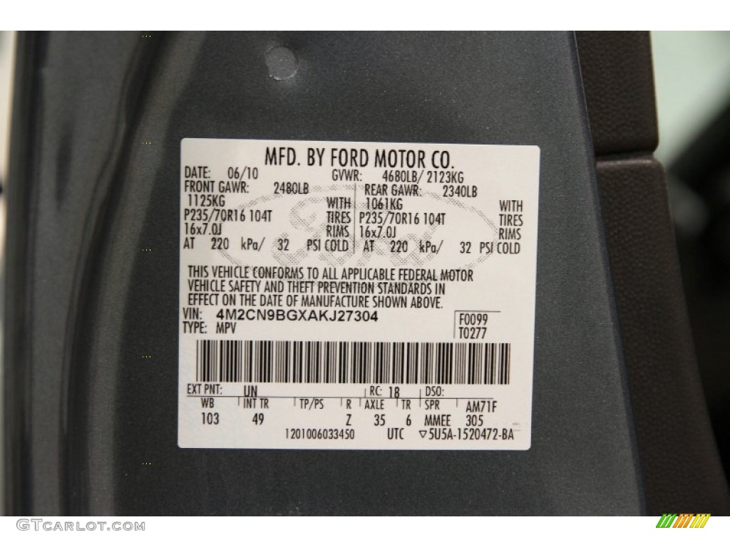 2010 Mariner V6 4WD - Steel Blue Metallic / Black photo #22
