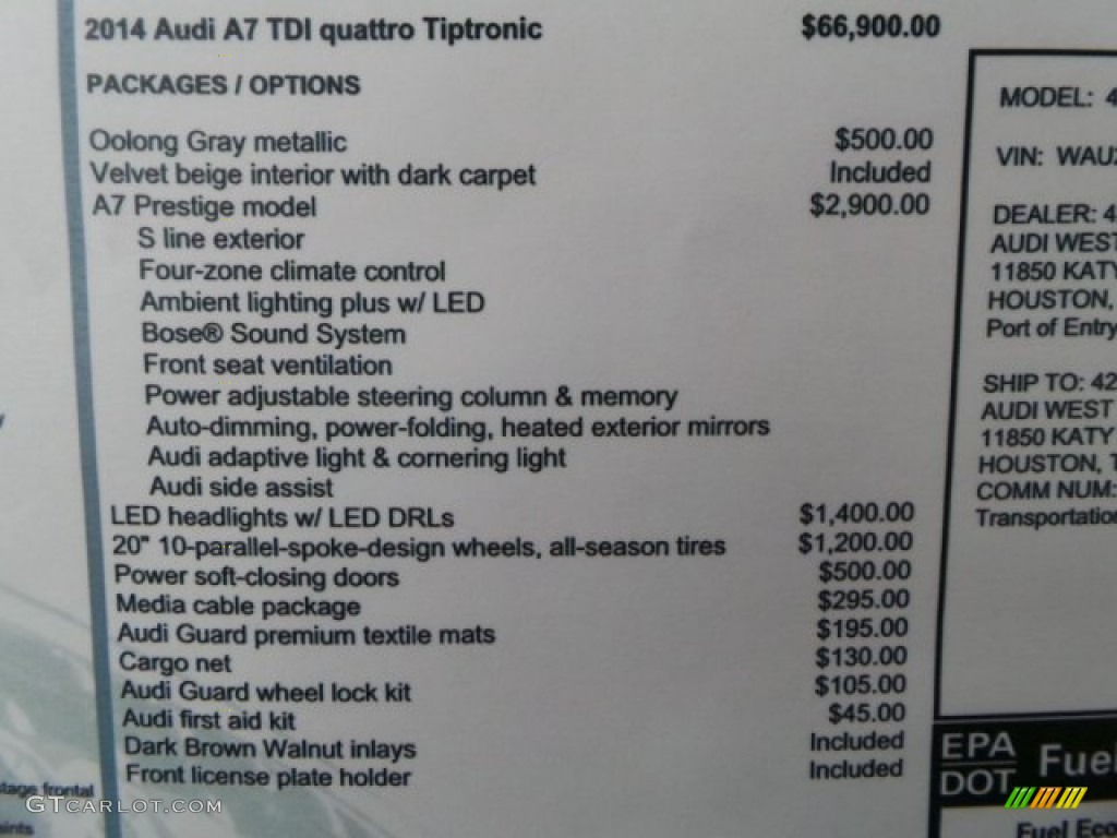 2014 A7 3.0 TDI quattro Prestige - Oolong Gray Metallic / Velvet Beige photo #32