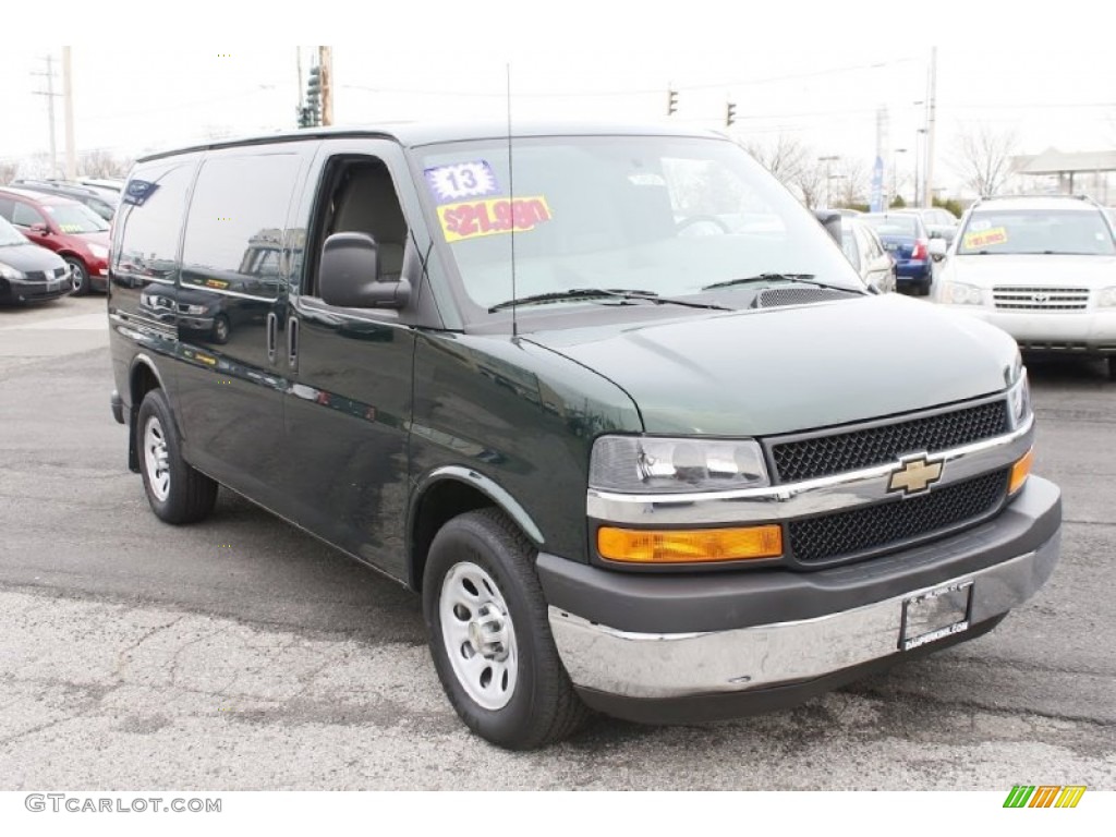 2013 Express 1500 Cargo Van - Dark Green Metallic / Medium Pewter photo #3