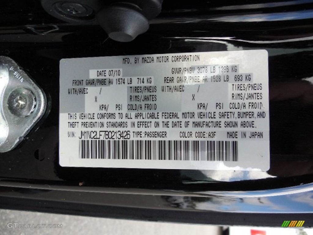 2011 Mazda MX-5 Miata Touring Roadster Color Code Photos
