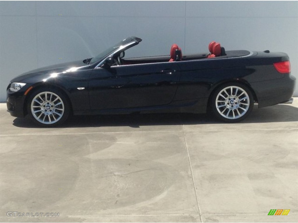 2011 3 Series 328i Convertible - Black Sapphire Metallic / Coral Red/Black Dakota Leather photo #8