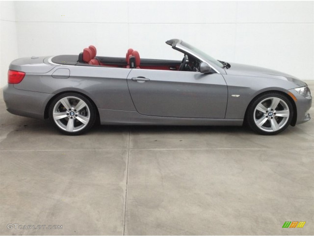 2011 3 Series 328i Convertible - Space Gray Metallic / Coral Red/Black Dakota Leather photo #3