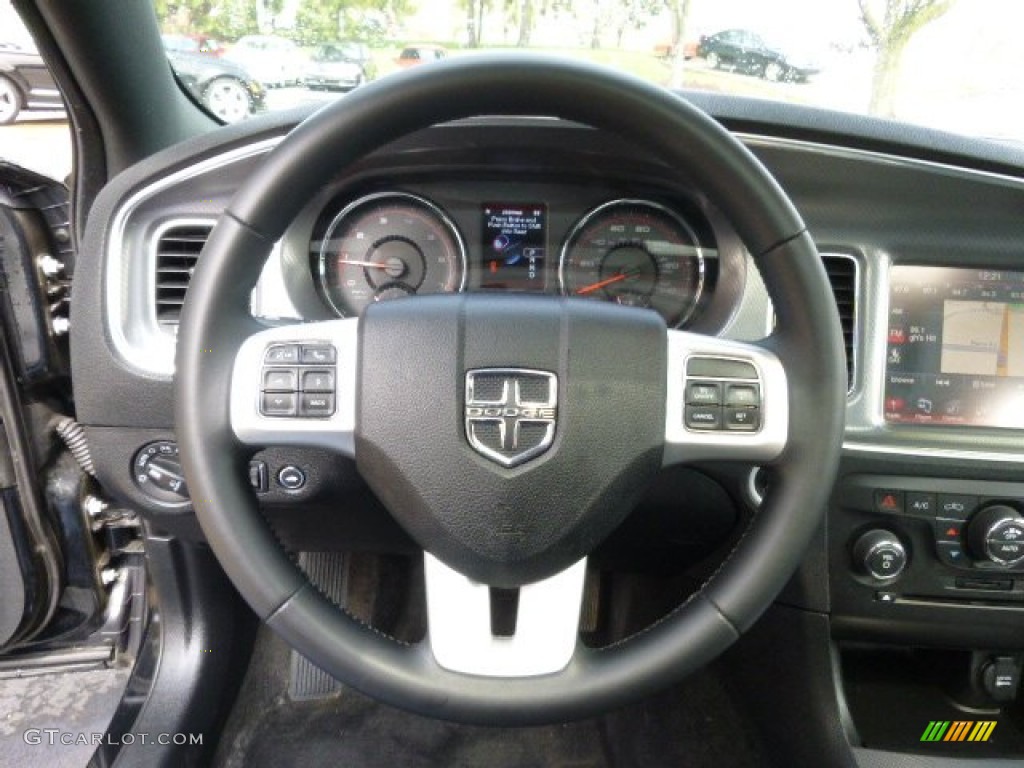 2012 Dodge Charger SXT Plus AWD Black Steering Wheel Photo #92786580