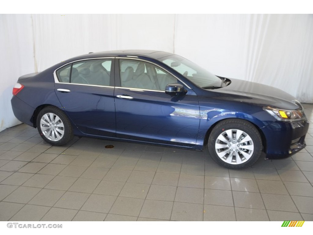 2014 Accord EX-L Sedan - Obsidian Blue Pearl / Gray photo #5