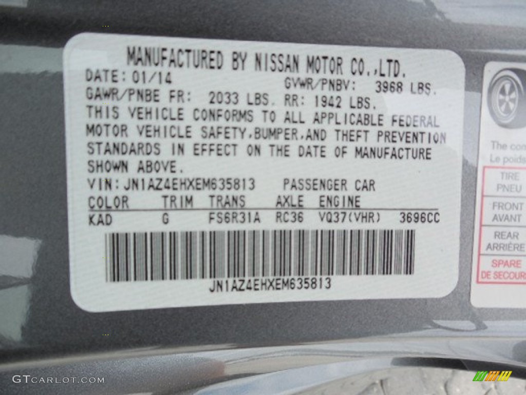 2014 370Z Color Code KAD for Gun Metallic Photo #92793060