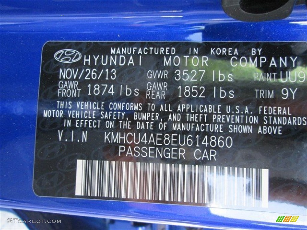 2014 Accent GLS 4 Door - Marathon Blue / Gray photo #13