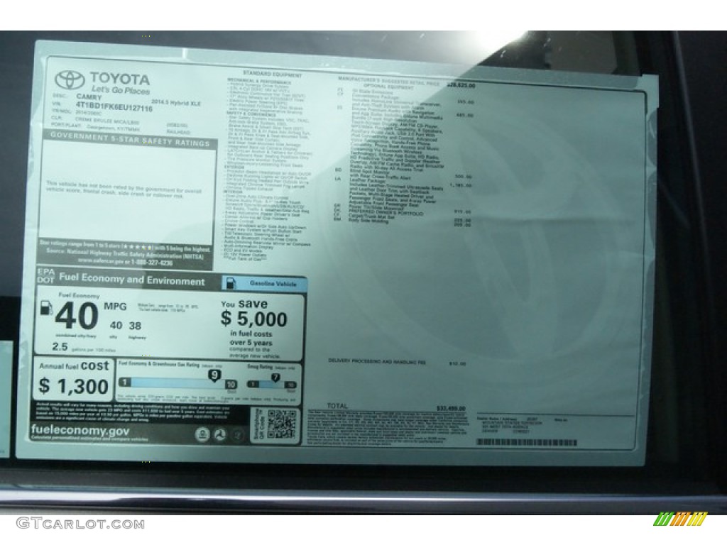 2014 Camry Hybrid XLE - Champagne Mica / Ivory photo #10