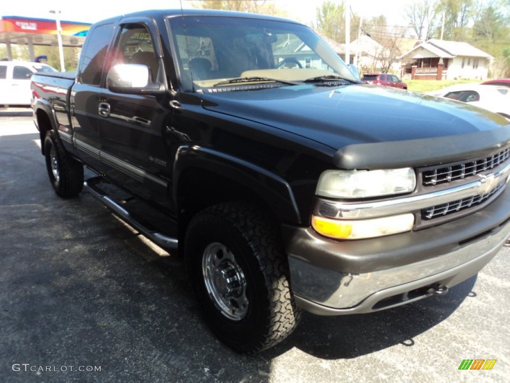 2000 Silverado 2500 LS Extended Cab 4x4 - Onyx Black / Medium Gray photo #3
