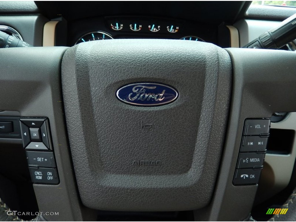 2012 Ford F150 XLT SuperCrew Pale Adobe Steering Wheel Photo #92798181