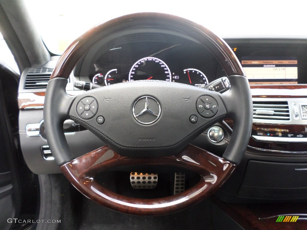 2012 Mercedes-Benz S 63 AMG Sedan Black Steering Wheel Photo #92799261