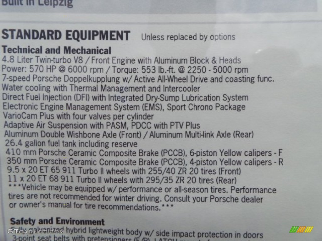 2014 Porsche Panamera Turbo S Executive Window Sticker Photo #92806788