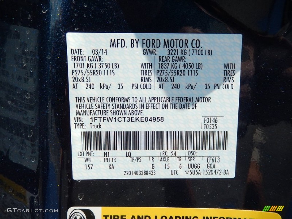 2014 F150 Color Code N1 for Blue Jeans Photo #92807082