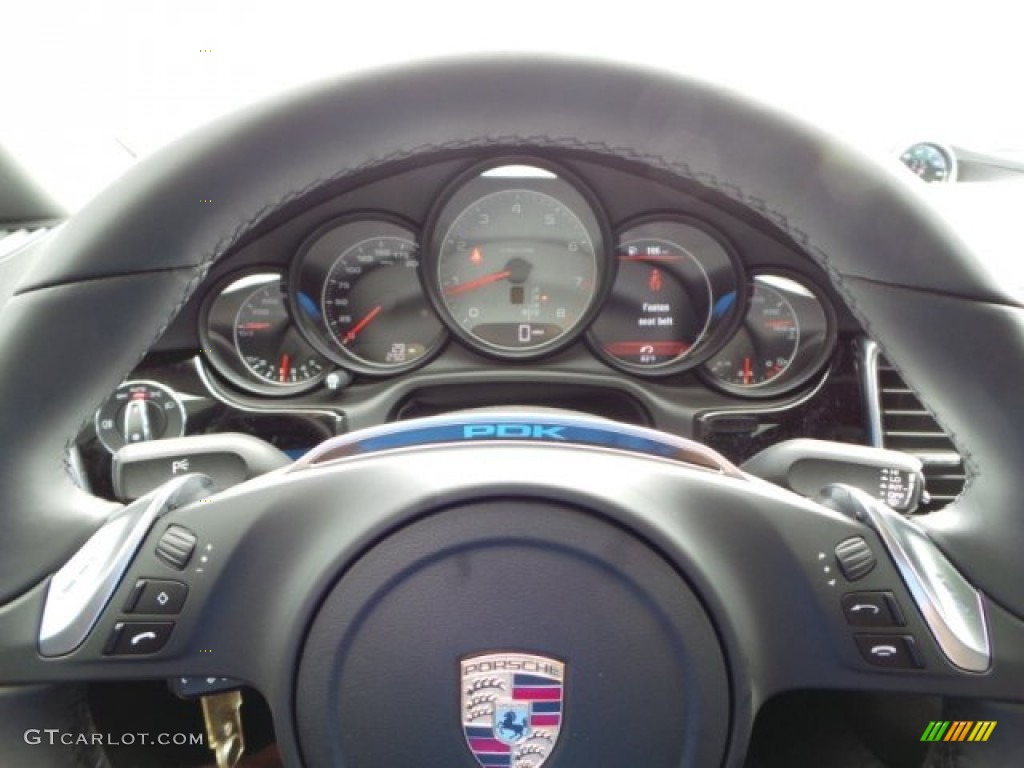 2014 Porsche Panamera S Black Steering Wheel Photo #92807286