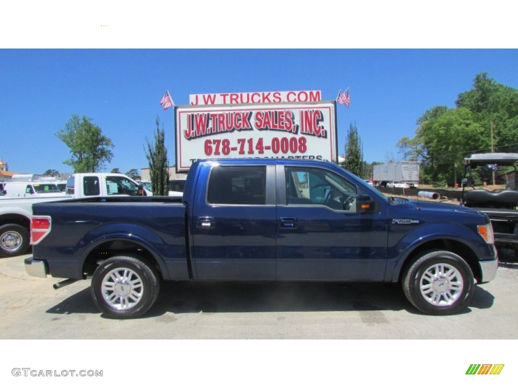 2010 F150 Lariat SuperCrew - Dark Blue Pearl Metallic / Tan photo #9